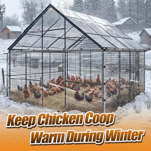 MEWTOGO 6.6x10ft Chicken Coop Covers Accessories for Winter | Easy to Install & Waterproof Chicken Run Tarp, with Elastic Cords & Rope - size: 6.6x10ft