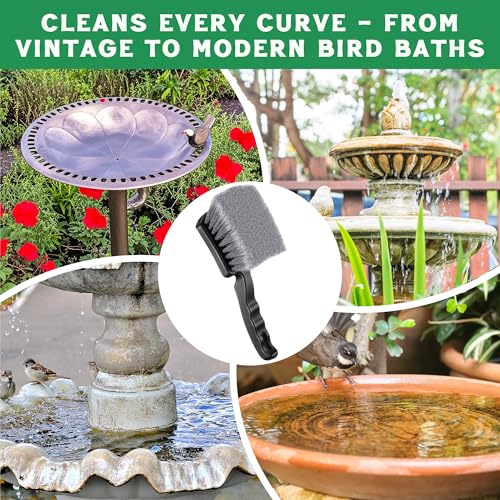 Brush for Bird Baths, Bird Bath Cleaner with Ergonomic Handle and PVC Bristles, Gentle Yet Effective Cleaning for Wigglers, Feeders, Hook Design 1 Pack