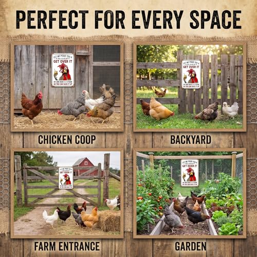 Smilelife Funny Chicken Gifts Chicken Let Me Pour You A Tall Glass of Get Over It Tin Sign for Home Farm Chicken Coop Farmhouse Kicthen Garden Decor 8 X 12 Inch (3188) - color: Light White