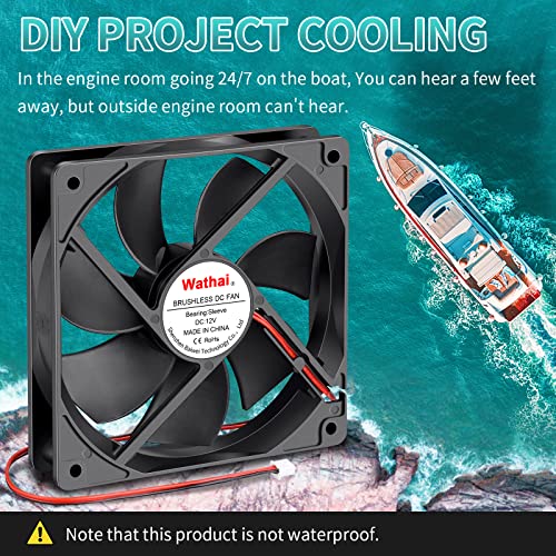 Wathai 120mm 12V 0.45A 2Pin DC Brushless Cooling Fan 12 Volt 120x120x25mm | High CFM 5 inch Exhaust Fan Motor, 3000 RPM DIY 2-Wire Replacement - style: 12V 2Pin 3000RPM