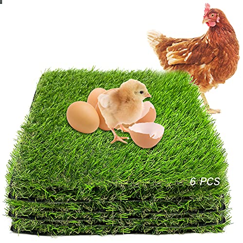 PINVNBY Washable Chicken Nesting Box Pads 6 Pcs Reusable Hens Nest Bedding Artificial Grass Rug Carpet Fake Synthetic Turf Mat for Chickens Coop Garden Lawn Indoor Outdoor(12 x 12 x 0.78 Inches) - size: 【Green|6 PCS】
