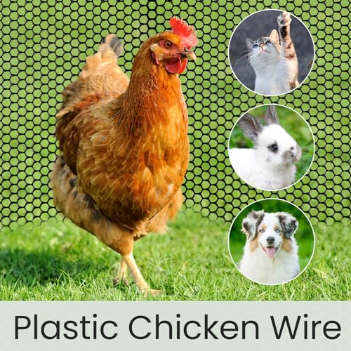 6 Rolls Plastic Chicken Wire Fencing Mesh 120 x 15.7 Inch Each Plastic Mesh Fence with Zip Ties Hexagonal Poultry Netting Garden Fencing Cat and Bird Netting (Black) - color: Black