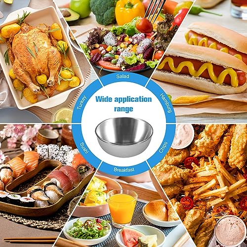 20 Pack 3.2 inch Stainless Steel Sauce Dishes 3.5 oz Mini Individual Saucers Bowl Round Seasoning Dishes Bowl Serving Appetizer Plates for Kitchen Prep Side Dish Soy Sauce Sushi Dip (20)