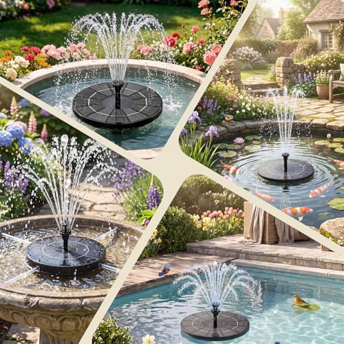 AISITIN 3.5W Solar Fountain Pump Built-in 1500mAh Battery with 10 Nozzles | Solar Fountain for Bird Bath with 4 Fixer, Solar Floating Water Pump, Fish Tank, Pond, Pool, Garden and Outdoor - color: Black