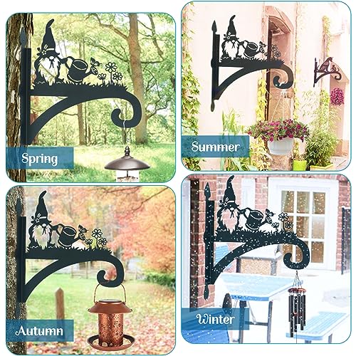 Hanging Plant Bracket Heavy Duty Iron Ornamental Gnome Silhouette Hanging Plant Hangers Outdoor 12 inch Hanging Basket Bracket Hook Wall Mounted for Flower Pot, Lantern, Bird Feeder, Wind Chimes - color: Gnome