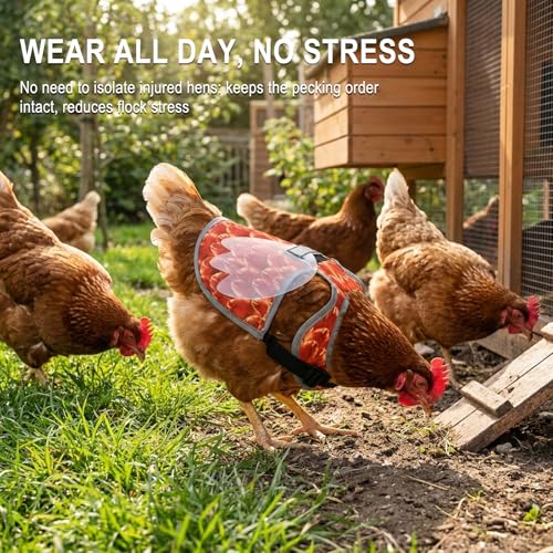 4Pcs Chicken Saddles for Hens with Detachable Wings, Waterproof Breathable Chicken Vest, Adjustable Hen Back Protector Saddle, Anti Pecking Poultry Saver for Feather Recovery