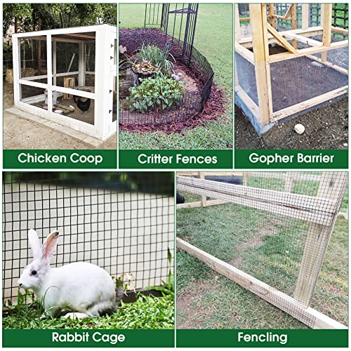 HOPERAN Black Hardware Cloth 1/2 Inch 36 x 100 Ft 19 Gauge Chicken Wire | Vinyl Coated Welded Chicken Wire Fencing Mesh, PVC Wire Fence Roll for Garden Fence, Gopher Wire and Poultry Netting Cage - size: Black 1/2" 36in × 50ft