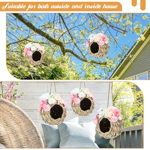 Novabright Spring Flower Bird Houses for Outside Hummingbird Gift Nest Hanging Bird House Spring Outdoor Decoration for Hummingbird Garden Patio Lawn Window Outdoor Home Decoration Gift
