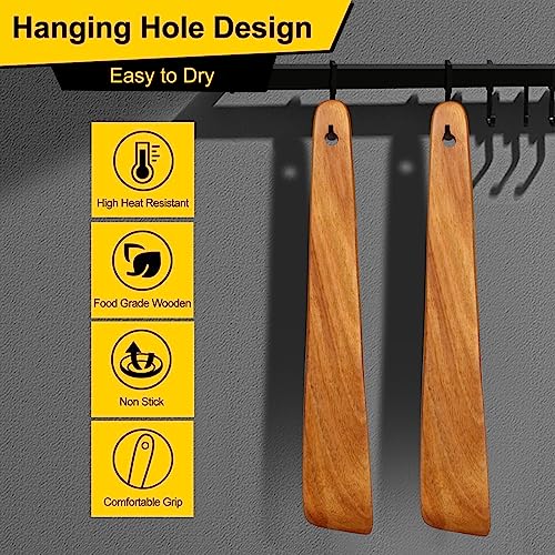 Wooden Spatula for Kitchen Utensil Spurtle Kitchen Tool Teak Wood Spatula | Non Toxic Cooking Utensil Flat Bamboo Spatula for Cooking Spoon Small Egg Flipper Spatulas Sourdough Stirrer Scraper - size: 1 Piece 10 Inches