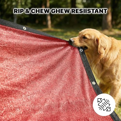 Amgo 90% UV Block Sun Shade Cloth for Dog Kennel Cover, 2' x 3' Red Pet Playpen Sunshade with Grommets, Durable Mesh Tarp for Crate, Patio, Stable,Chicken Coop & Outdoor Privacy Screen. - color: Red, size: 2' x 3' Custom Size