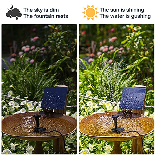 AISITIN DIY Solar Water Pump Kit for Water Feature Outdoor with 6 Nozzles | 2026 Solar Fountain Pump, Solar Powered Water Fountain for Bird Bath, Ponds, Garden, Fish Tank - size: 1.5W (1 Pack)