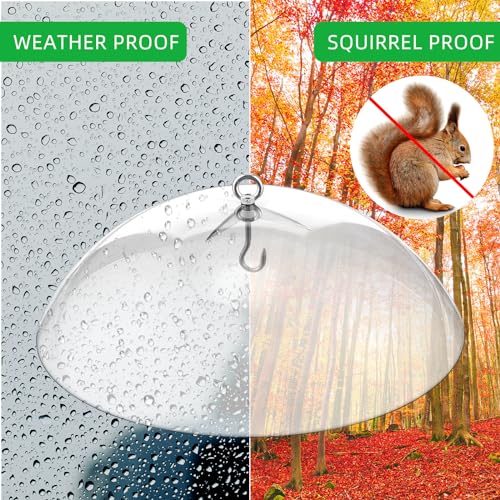 4 Pcs 10.2 Inch Plastic Bird Feeders Dome Cover for Hanging Hummingbird Feeder Weather Guard Protective Dome Squirrel Baffle for Bird Feeder Pole Covers(Clear) - color: Clear