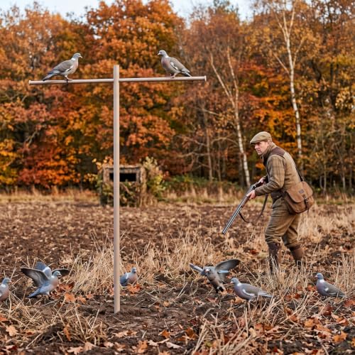 Potchen 9 ft Dove Decoy Pole with 4 Prongs Height Adjustable Outdoor Bird Feeder Stand Fall Hunting Accessories Outdoor Dove Tree Mounting Stand Works Adjustable Birdhouse Pole Hunting Gifts