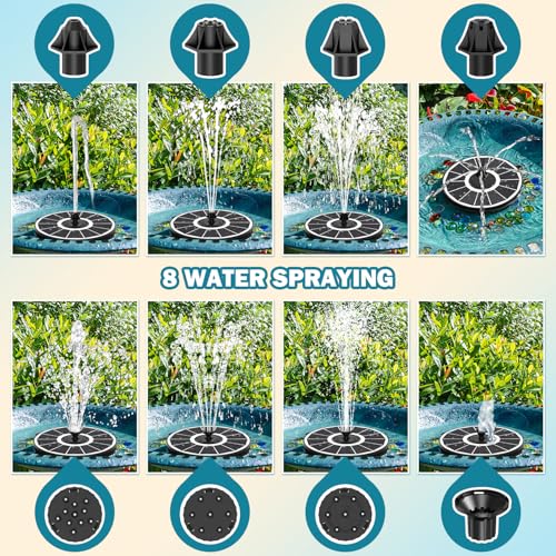 SZMP Solar Water Fountain for Bird Bath 3.5W White Glass Panel 2000 Battery - color: White