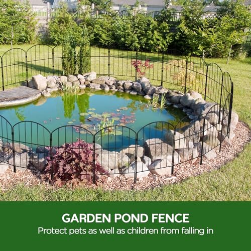 Goovilla Garden Fence, Total 10ft(L) x 24in(H), 10 Pcs, Rustproof Metal | Garden Fencing Animal Barrier, Fence Panels,Black No Dig Fence,Decorative Garden Fences and Borders for Dogs,Flower Bed,Patio - size: Arched
