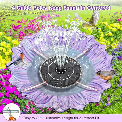 SZMP 3.5W Solar Fountain for Bird Bath with 2000mAh Battery & 3D Color Changing LED Light, Anti-Drift Fixer & 8 Nozzles, Solar Powered Water Fountain Kit for Garden, Patio, Pond (Colorful)