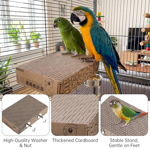 7.3 Inch Paper Bird Platform, Parakeet Toys Bird Toys Parrot Perch Birds Cage Stand Chewing Toy Parrot Cage Playground for Macaws, Conures, Budgies, Cockatiel, Lovebird, Small Birds