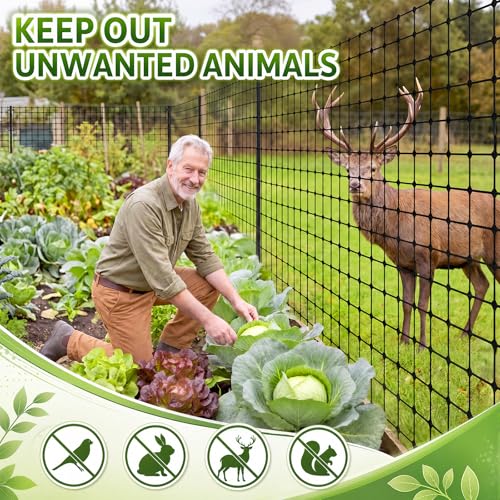 Windyun 2 Roll Plastic Mesh Fence, Black Safety Temporary Garden Fencing Animal Barrier Netting for Animal Deer Rabbit Chicken Dog Poultry Construction Snow Fence Patio(50 ft) - size: 50 ft