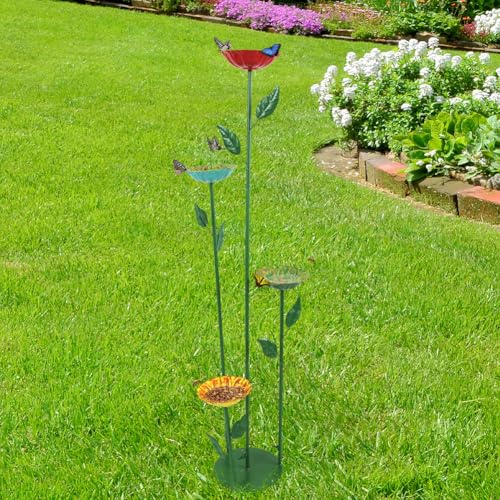 DREAMSOUL 4 Pack Bee Watering Station, Small Bird Bath for Bees Butterflies | Solid Metal Material, Compact Small Size, Durable Metal Stake Build, Ideal for Pollinator Gardens - size: 4PCS-A