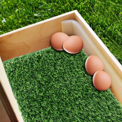 Lemecima 6 Pack 12"x12"x1.2" Chicken Nesting Pads for Laying Eggs, Washable Artificial Grass Carpet Synthetic Turf Mat Nest Box Bedding for Chicken Coop