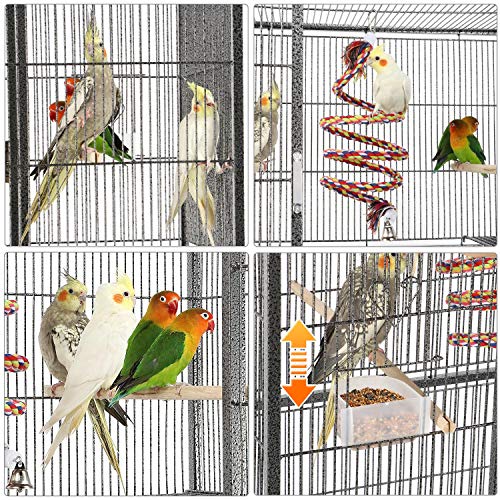 Yaheetech 69" Large Bird Cage for Parakeets, Budgies, 3-Tier Flight Cage | Detachable Rolling Stand, Easy Cleaning Slide-out Tray, Multi-door Access, 0.4'' Bar Spacing, Free Accessories - color: Black