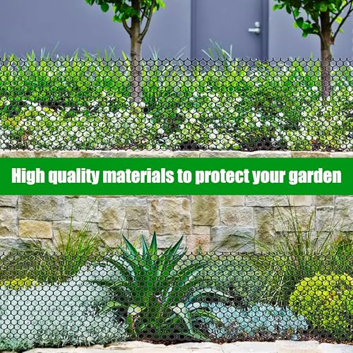 15.7IN x 33FT Black Plastic Chicken Wire mesh,with 100 Zip Ties | Ideal for decorative fences, poultry, rabbits, dogs, garden beds, balcony screens, floral guards & DIY.Easy to cut and bend - color: 33ft Black