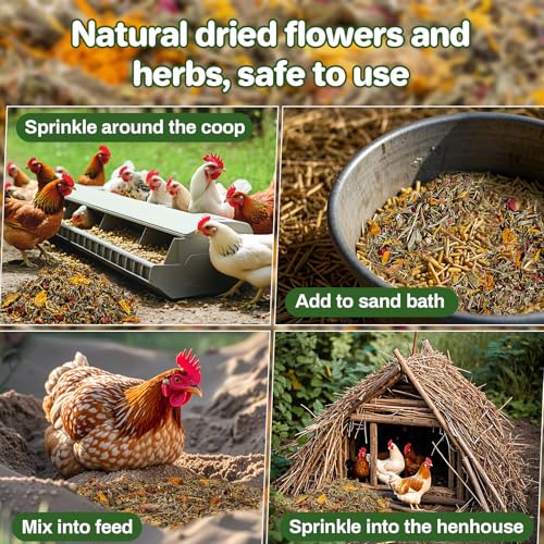 Sukh 10oz Chicken Nesting Herbs - Poultry Herb Blend and Hemp Bedding | Chicken Coop Accessories for Hens Ducks, Nesting Box Pads, Roosting Bars, Winter Coop Decor and Poultry Habitat Supplies