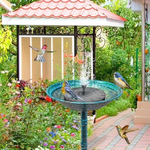 Metal Bird Bath for Outside, Freestanding Garden Metal Birdbaths with Stable Upgrades Stake, Easy to Clean Birdfeeder for Outdoors Garden Yard Lawn Decor(Blue) - color: Blue