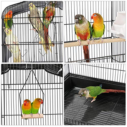 Yaheetech 41-inch Open Top Medium Bird Cages for Parakeets Finches Canaries Lovebirds Small Quaker Parrots Cockatiels Budgie Green Cheek Conure Travel Pet Flight Birdcage - color: Black