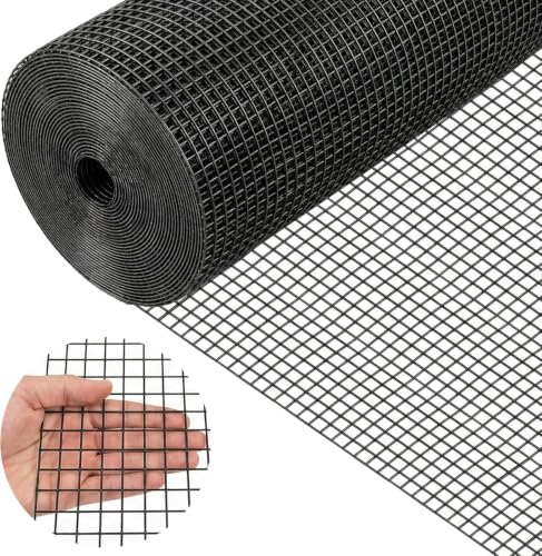 19-Gauge Galvanized Hardware Cloth, 1/2 in Mesh, 48 in x 100 ft | 1/2-inch welded wire mesh roll for chicken coops, garden barriers, tree guards, cage repairs and DIY screens - color: Black, size: 1/2in x 48in x 100ft