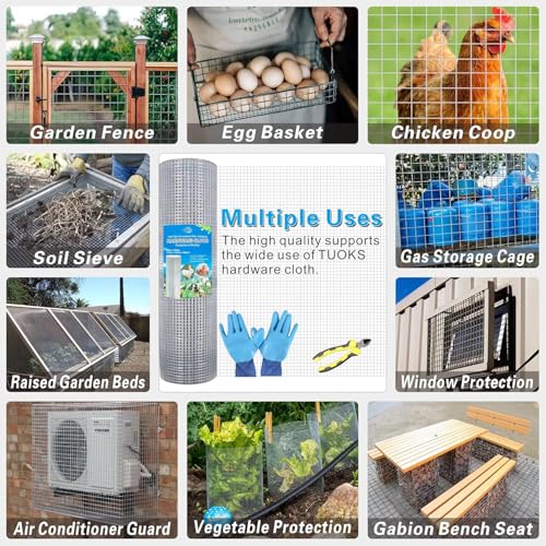 Hot-Dip Galvanized 1/2in Hardware Cloth 48x100ft 19G Chicken Wire Fencing | TUOKS Welded grid stays rigid; easily cut to shape around posts, rabbit enclosures, flower beds, and garden protection. - size: New 1/2 Inch 48in x 100ft