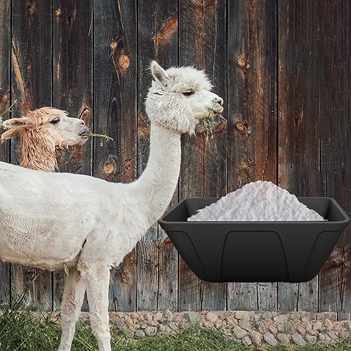 mozoba Hanging Chicken Feeder Trough for Goat Sheep Deer Poultry Duck Chicken Fence Feeder Livestock Feeding Container Goats Supplies Feeders Waterer Bucket (Black and White) - color: Black and White