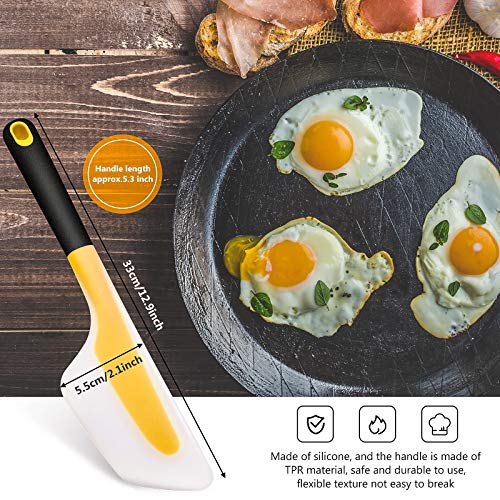 Patelai 2 Pack Silicone Omelette Spatula Turner, Red Yellow | Flexible Egg Flip Tool for Non-stick Pans, Nylon Core Silicone Material, Heat Resistant, Flip Fold Omelets Pancakes Crepes