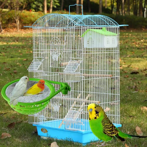 3pcs Plastic Canary Nest-Bird Nest Plastic Hollow Hanging Cage Eggs Hatching Tool Bird Breeding Hut Nest Pan(Green)