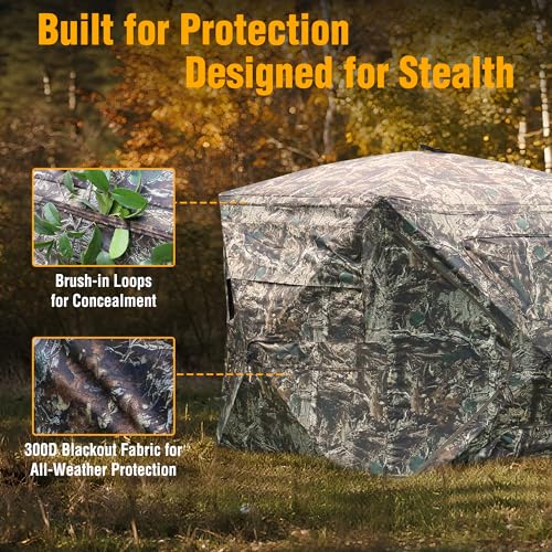FLISSA Hunting Blind & Hunting Chair Bundle, Pop-Up Camouflage Deer Blind with Portable Folding Hunting Chair for Deer, Turkey & Ground Hunting