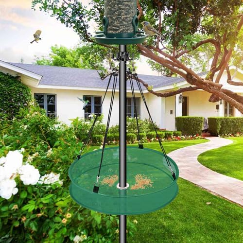Lettry 20'' Bird Seed Catcher Tray for Pole Mounted Bird Feeder, Birdseed Hoop with Holes Fits 1'' Pole for Birds Feeders Outdoors, Backyard, Garden (1)