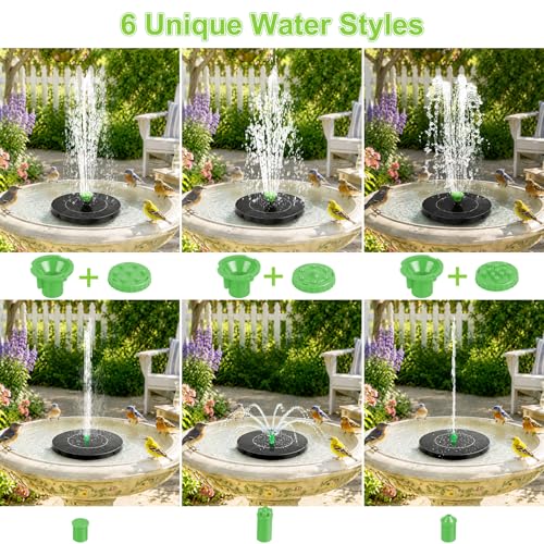 3.5W Solar Fountain Pump, Solar Bird Bath Fountain with 6 Green & 6 Black Nozzles, Solar Water Pump for Outdoor Garden Patio Small Pond Fish Tank Landscape Decoration - color: 6 Black + 6 Green Nozzles