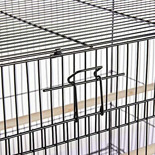 Topeakmart Pet Products Stackable Rectangle Flight Bird Cages for Small Birds Parrots Parakeets Cockatiels Conures Budgies Lovebirds Canaries Finches w/Slide-Out Tray - color: Black
