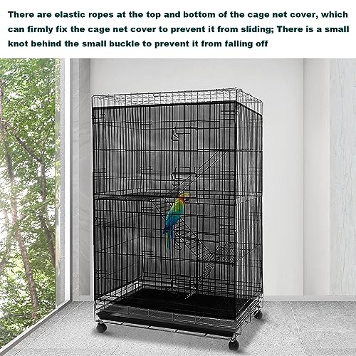 118 x 39.4 inch in Circumference and Width Adjustable Birdcage for Parrot,Black | Seed Feather Catcher Bird Cage Net Cover Soft Skirt Guard Birdcage Nylon Mesh Netting - color: Black