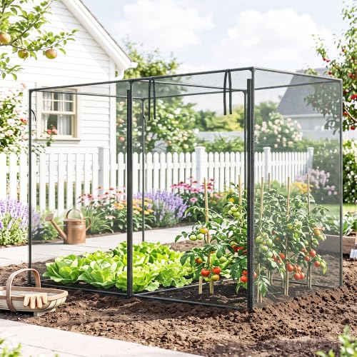 Outsunny 6' x 3' x 5' Crop Cage, Plant Protection Tent, Black | Zippered Doors, for Vegetable Garden Backyard Outdoor Use