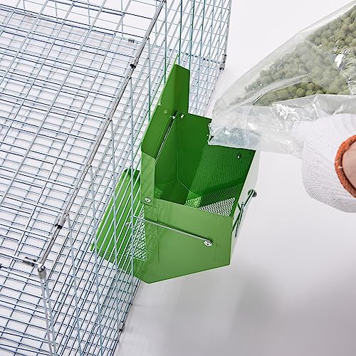 Metal Small Animal Feeder with Lid, Heavy Duty, Large Capacity Food Dispenser, Great for Rabbits, Guinea Pigs, Chinchillas and Other Small Animals. (4.6 inch, Green) - color: Green, size: 4.6 inch