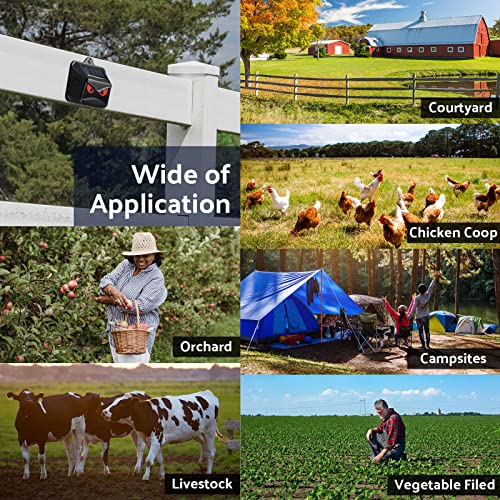 Solar Control Light Nocturnal Animal Repeller Outdoor Deterrent Devices Light Sensor Animal Repellent for Skunk Deer Coyote Fox Raccoon Cat Garden Yard Farm Chicken Coop (6, Black)
