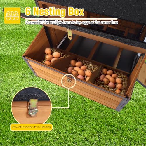 Heavy-Duty Chicken Coop with Reinforced Metal Frame & Spacious Run,Nesting Box - 2-Story Poultry House for 3-6 Chickens, Rabbits, Ducks