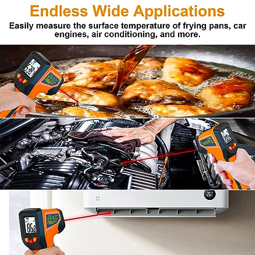 Laser Infrared Thermometer Non-Contact Digital Temperature Gun, -58℉～1112℉(-50℃～600℃) IR Thermometer for Industrial, Kitchen Cooking, Automotive, HVAC (Not for Human Body Temp) - color: Orange