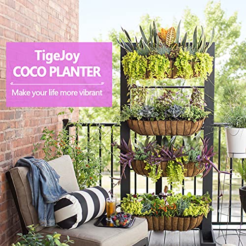 TigeJoy 2PCS 36 Inch Trough Coco Coir Liners Planter Replacement | 100% Natural Thick Coco Fiber Liner for Window Box Decks Garden, Half Moon Shape Coconut Liner for Flower Pots Outdoor