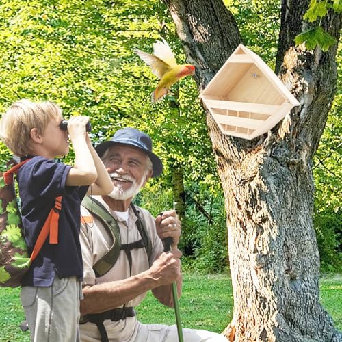 Mourning Dove Nesting Box Cedar Wooden Birdhouses Shelter | Triangular Opening Pigeon Roosting Platform for Outdoors Garden Yard Decor
