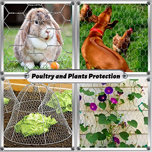 Chicken Wire Fencing Mesh, 17 Inch x 60 Feet Metal Floral Chicken Wire Fence for Crafts Poultry Garden, 0.6 Inch Hexagonal Galvanized Hardware Cloth Netting for Chicken Coop Barrier Rabbit Cage - size: 17in x 60ft
