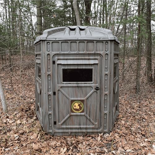 Outta Site Hunting Blind – 4 & 5 Sided High Density Plastic Hunting Blind – 1-2 & 2-3 Person Hard-Sided Ground Blind for Deer, Turkey Hunting – 360 Views – Arctic Snow Camo, Habitat Olive, Thicket Oak - color: Thicket Oak, size: 5 Sided