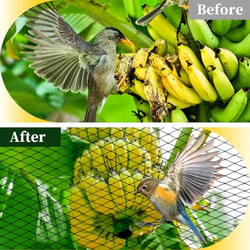 Bird Netting for Garden, 13 x 40 FT Bird Netting for Chicken Coop, Heavy Duty Garden Poultry Net Mesh with Ties and Staples for Fruit Trees Vegetables Against Birds, Deer, Squirrels