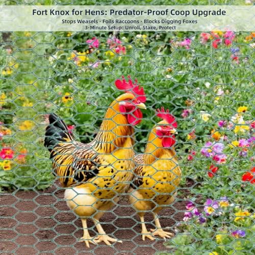 Chicken Wire for Floral Arrangements, Easy to Shape, 15.7 x 87 Inches | Upgraded Green PVC Coated Lightweight Galvanized Hexagonal Chicken Wire mesh, Floral Chicken Wire for Craft, Poultry, Garden